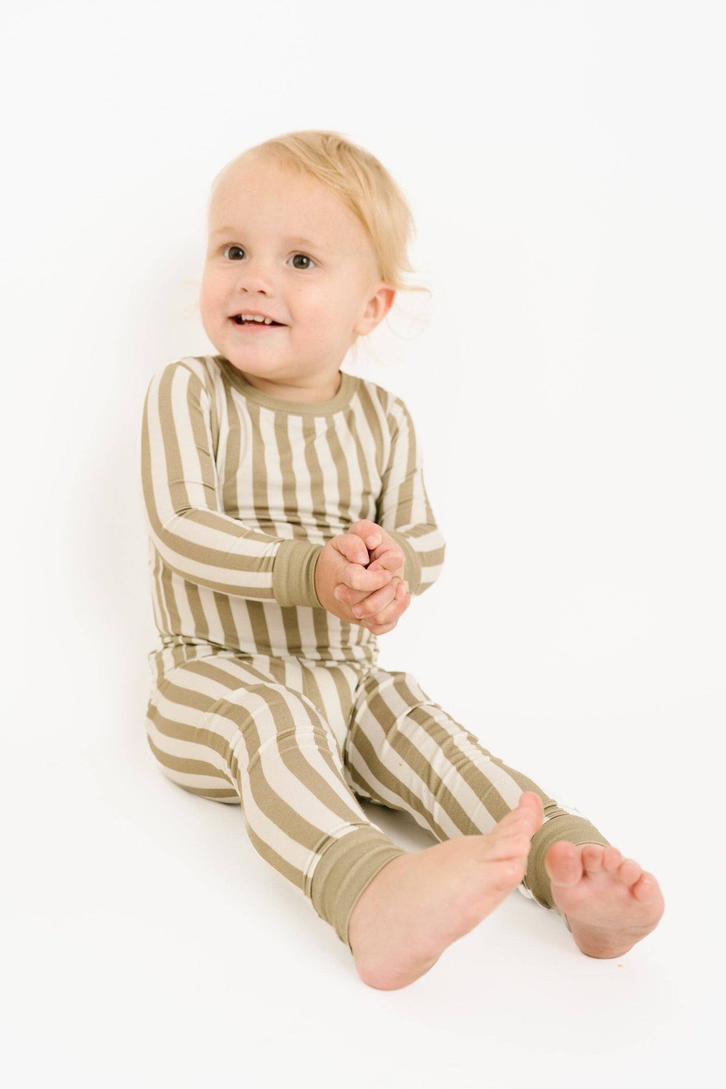 Olive Stripe Bamboo Set