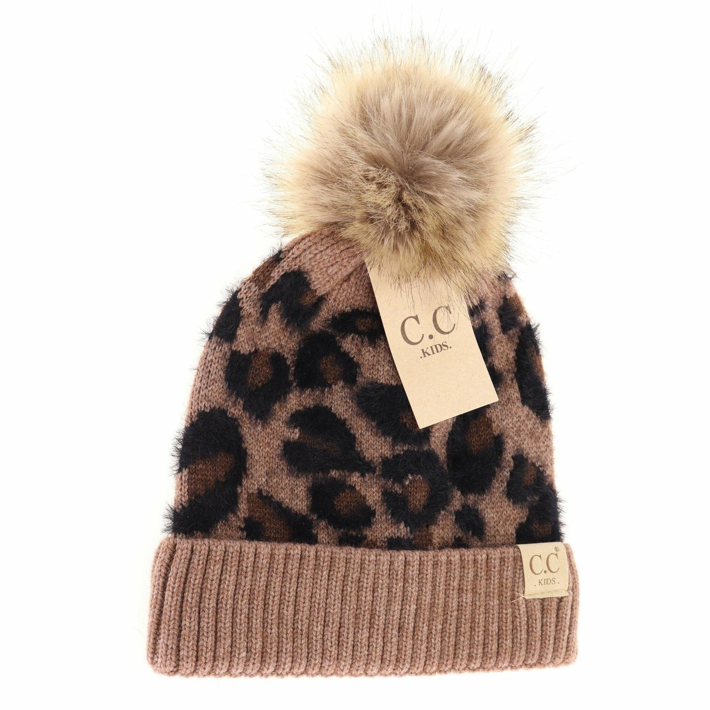 Kids Leopard Pom Beanie