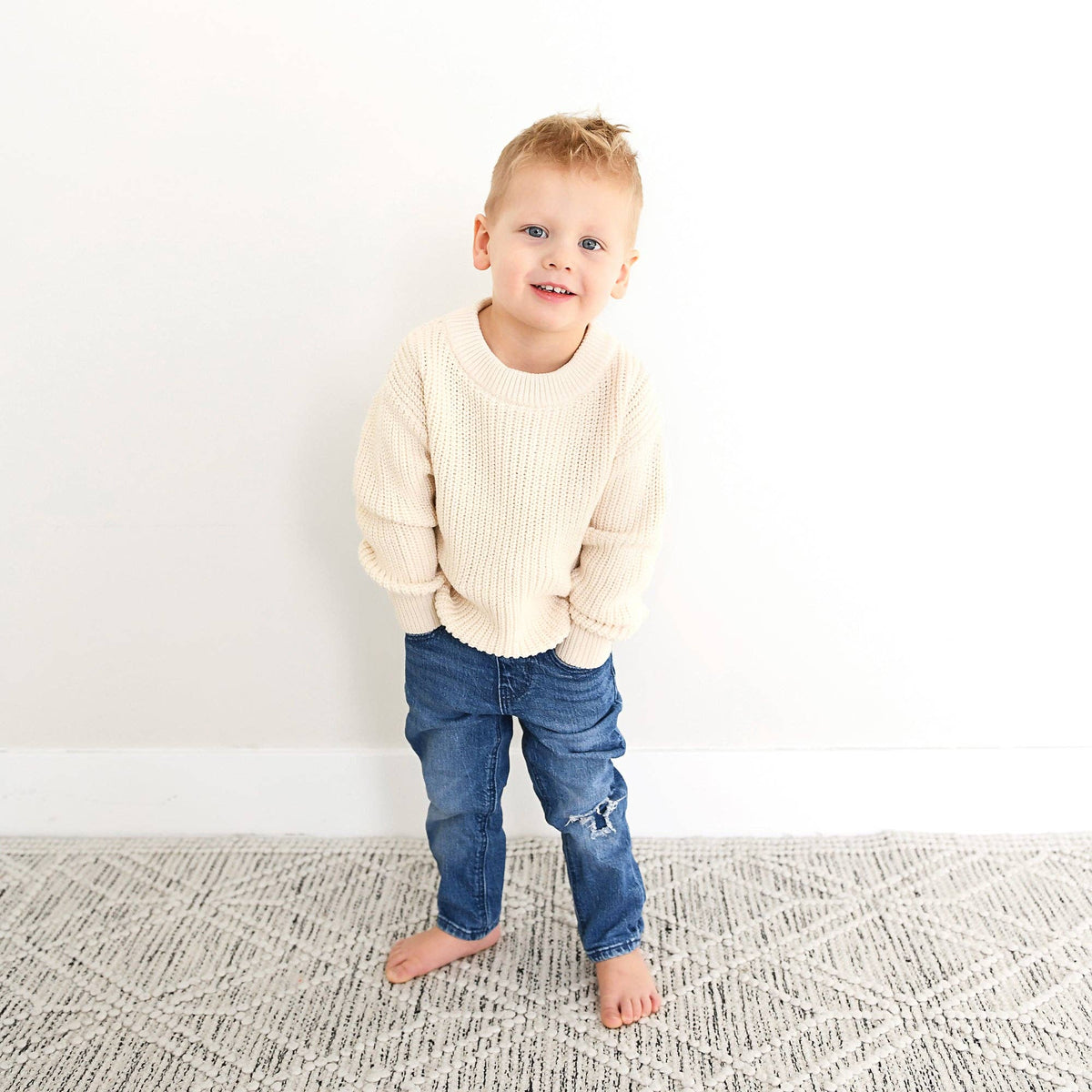 Oatmeal Solid Knit Sweater