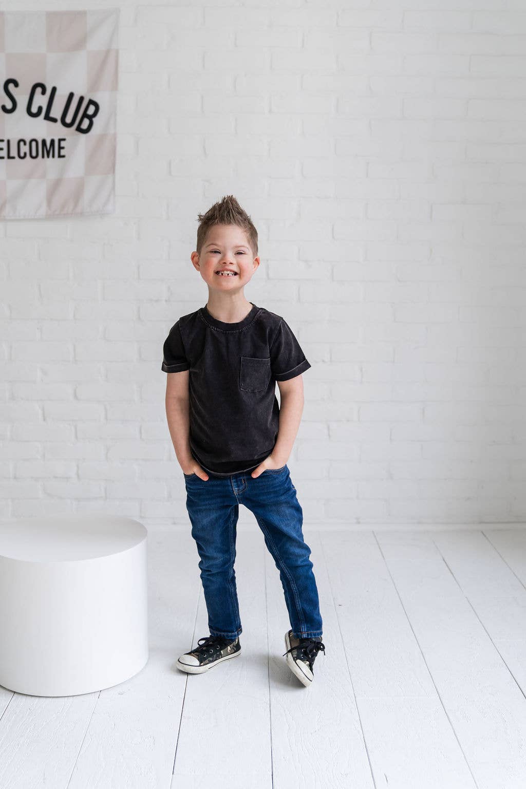 Stonewash Kids Pocket Tee-Onyx