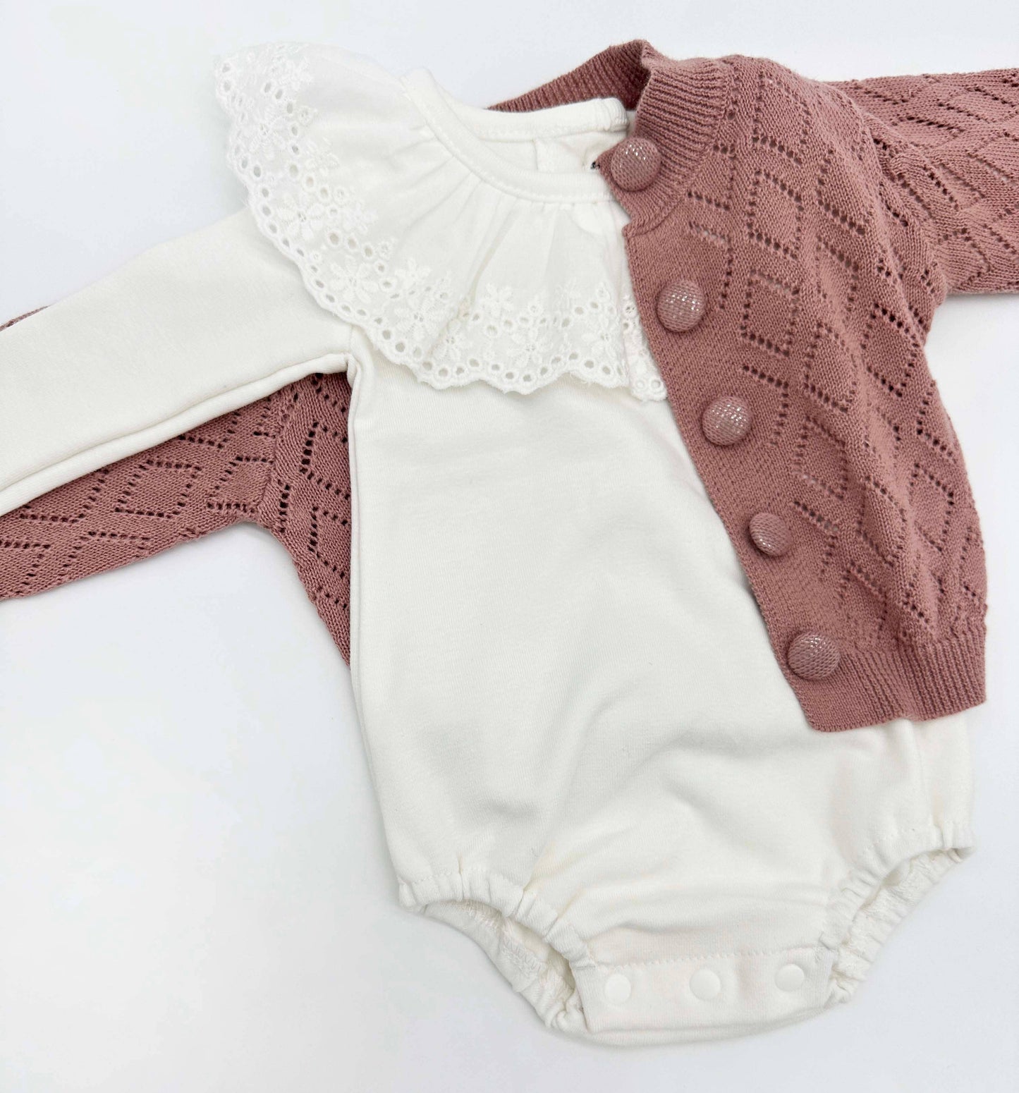White Ruffle Collared Long Sleeve Body Suit