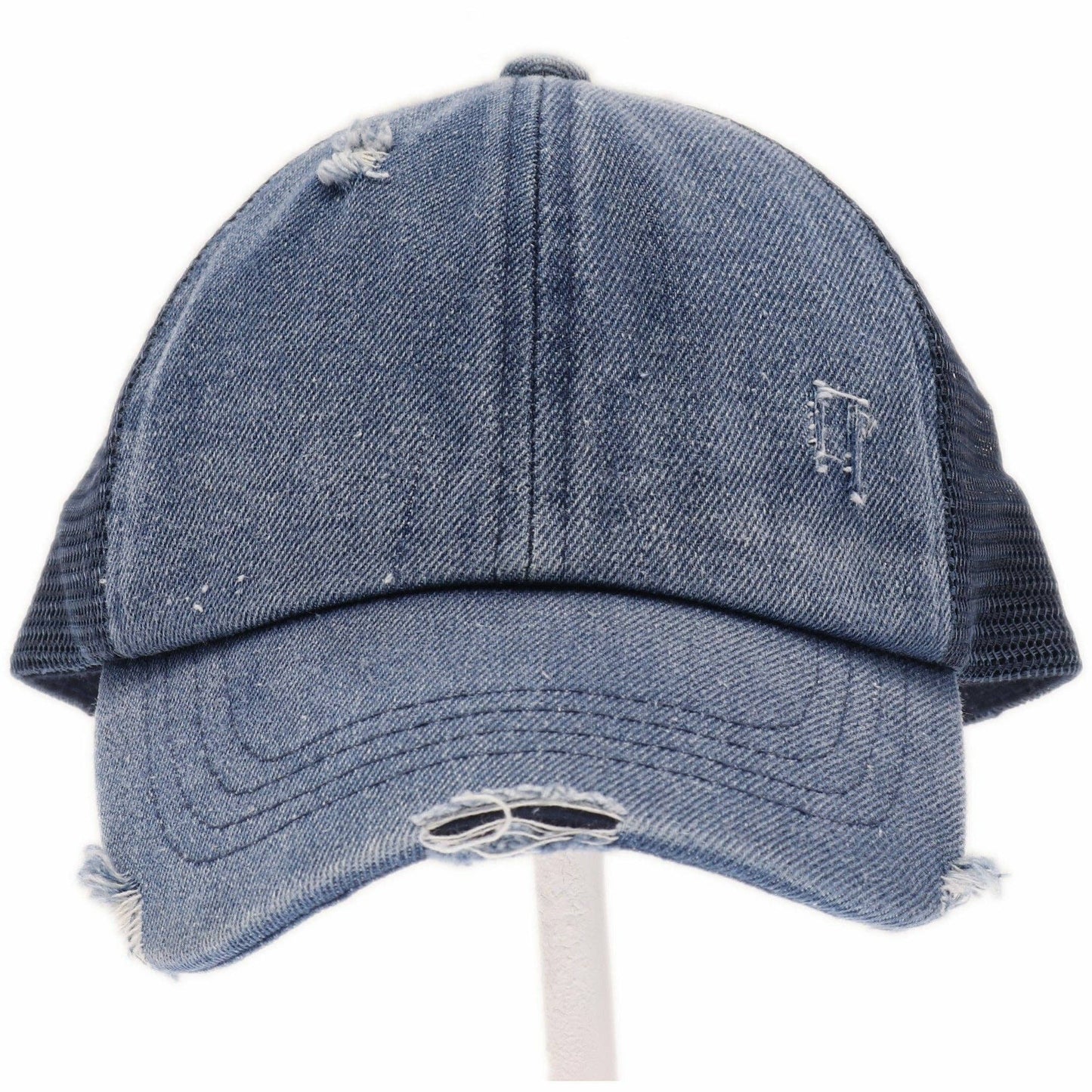 Kids Distressed Criss-Cross Ponytail Ball Cap