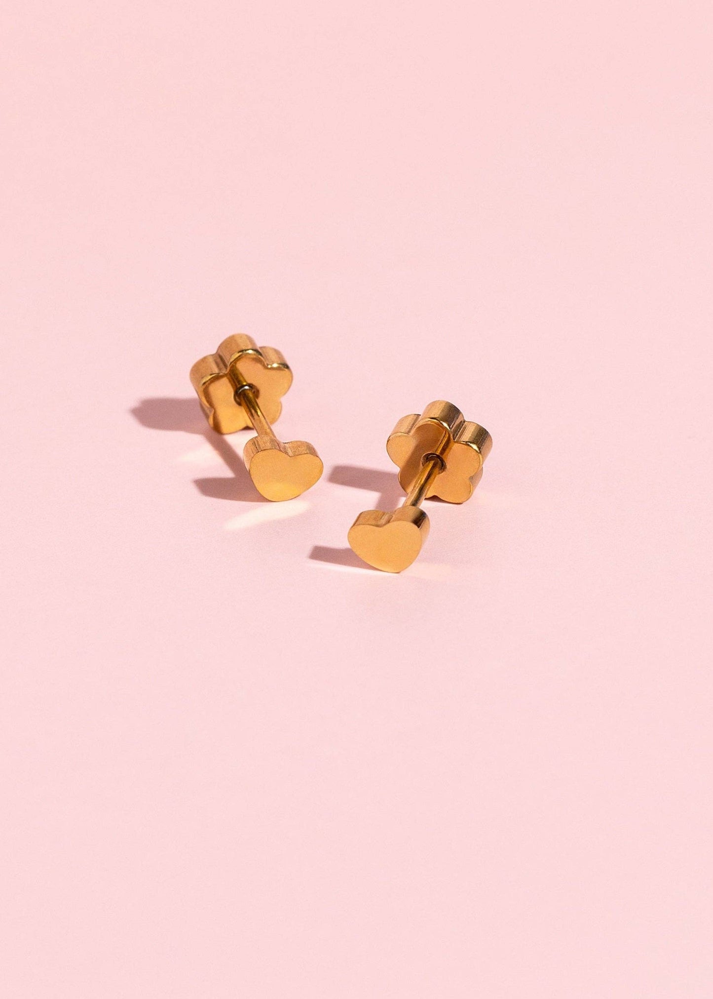 Gold Heart Flat Back Earrings