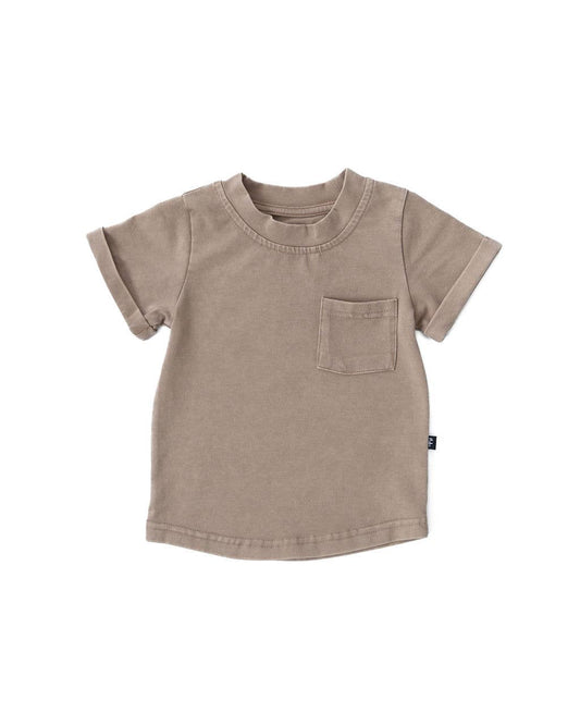 Stonewash Kids Pocket Tee-Hazelnut