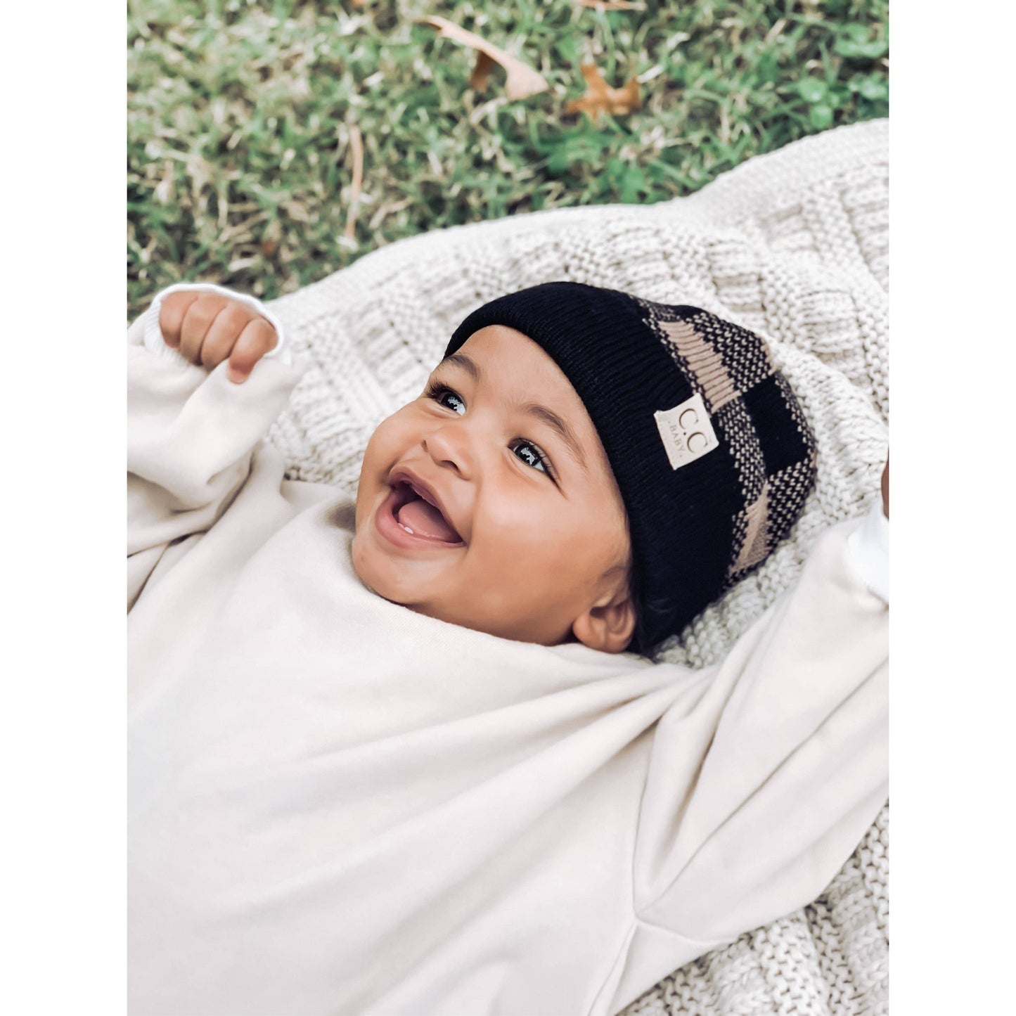 Baby Buffalo Plaid Cuff Beanie