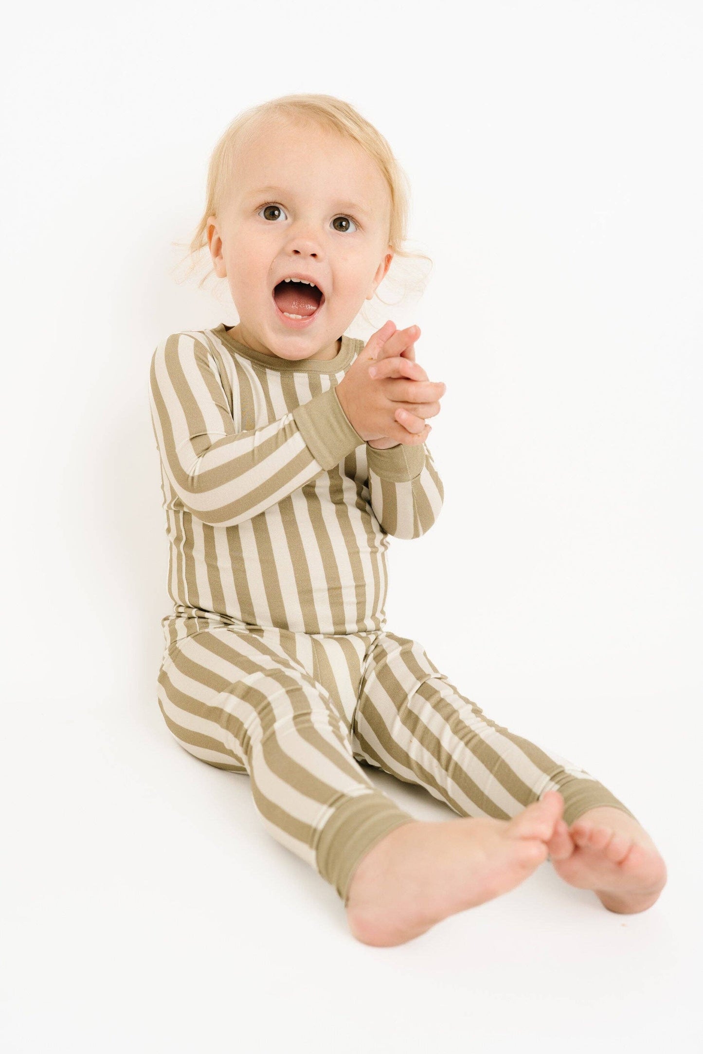 Olive Stripe Bamboo Set