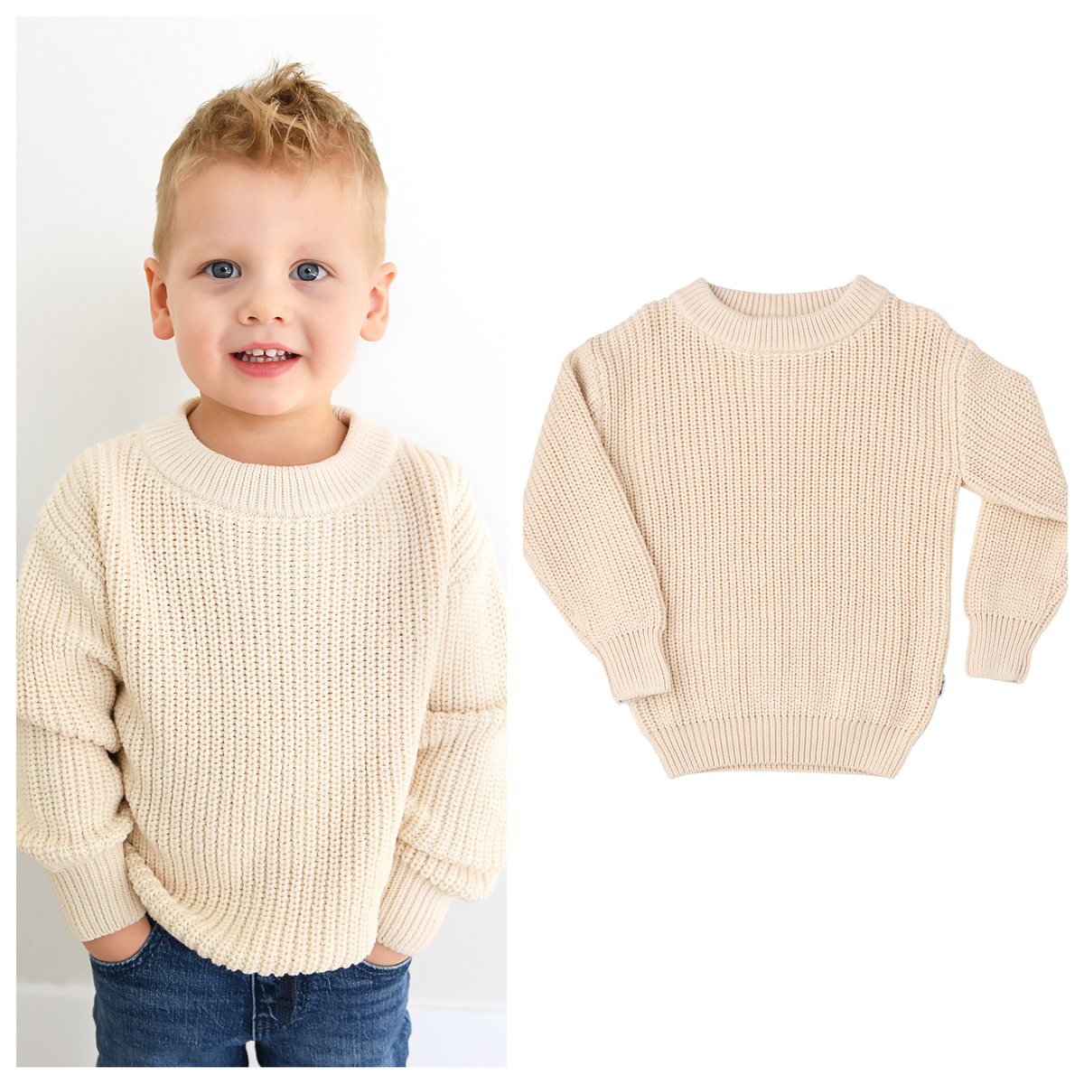 Oatmeal Solid Knit Sweater