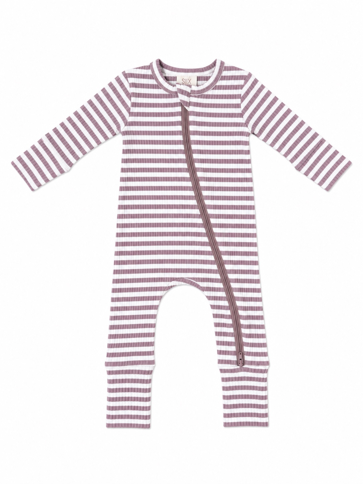Ribbed Violet Stripe 2-Way Zip Romper