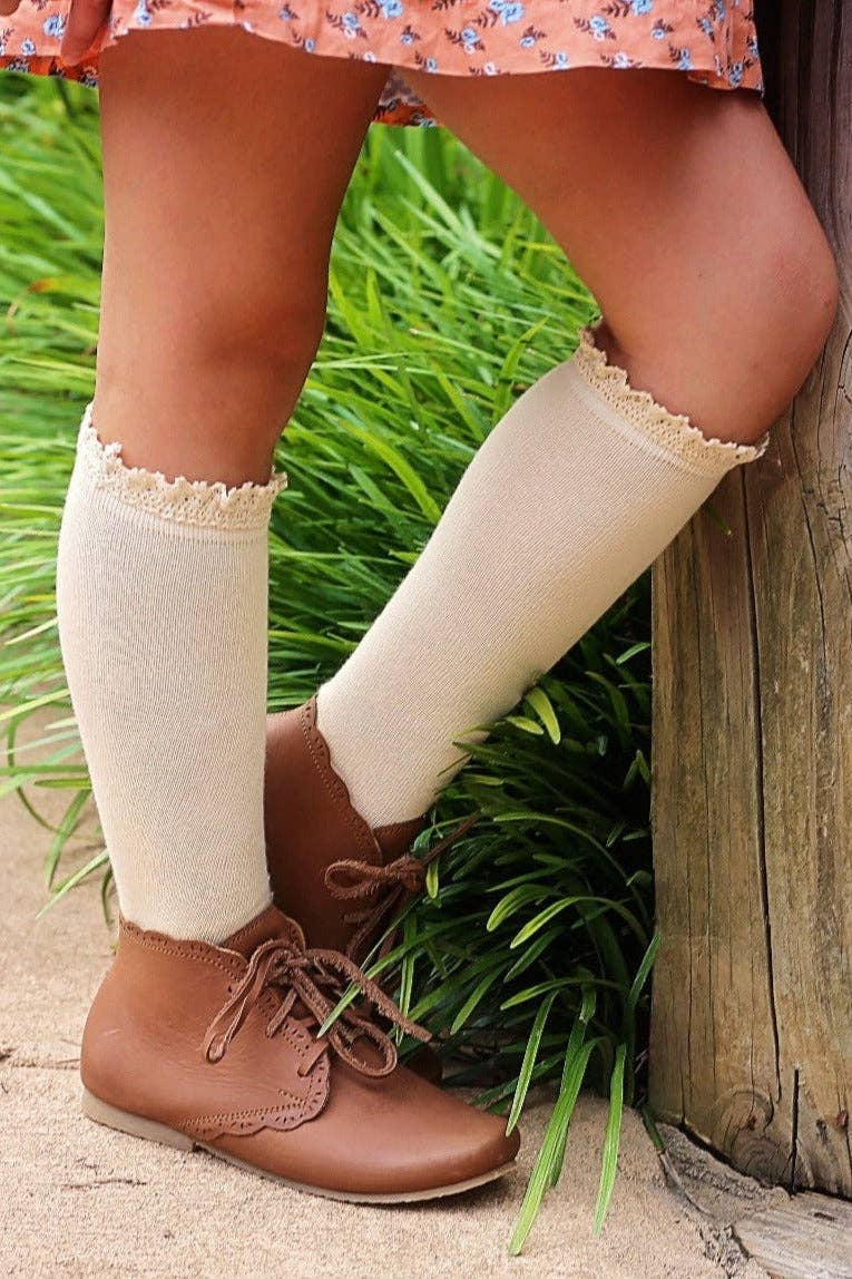 Vanilla Lace Top Knee High Socks
