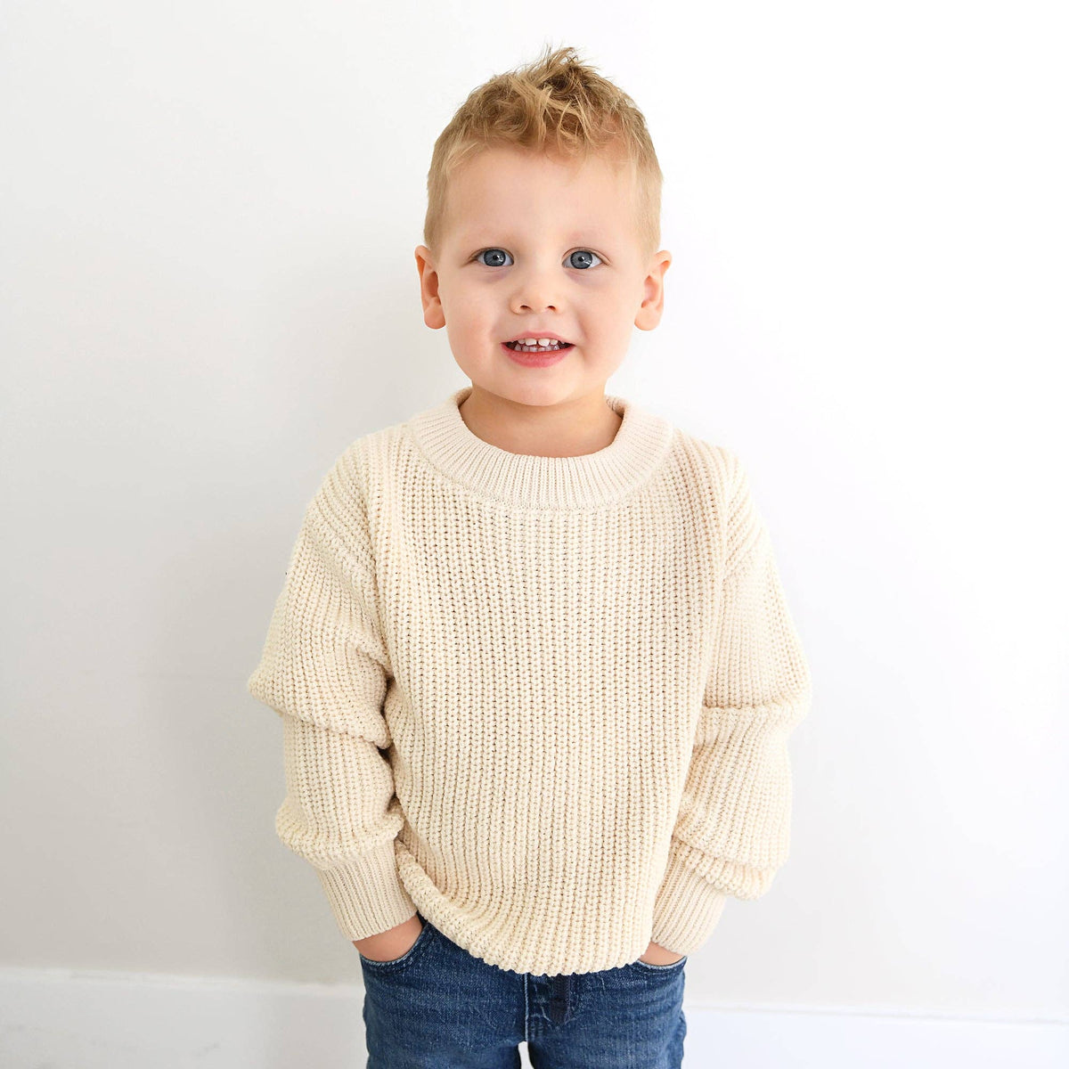 Oatmeal Solid Knit Sweater
