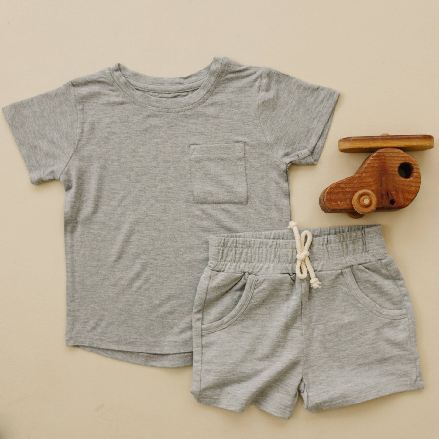 Bamboo Terry Drawstring Shorts-Heathered Gray