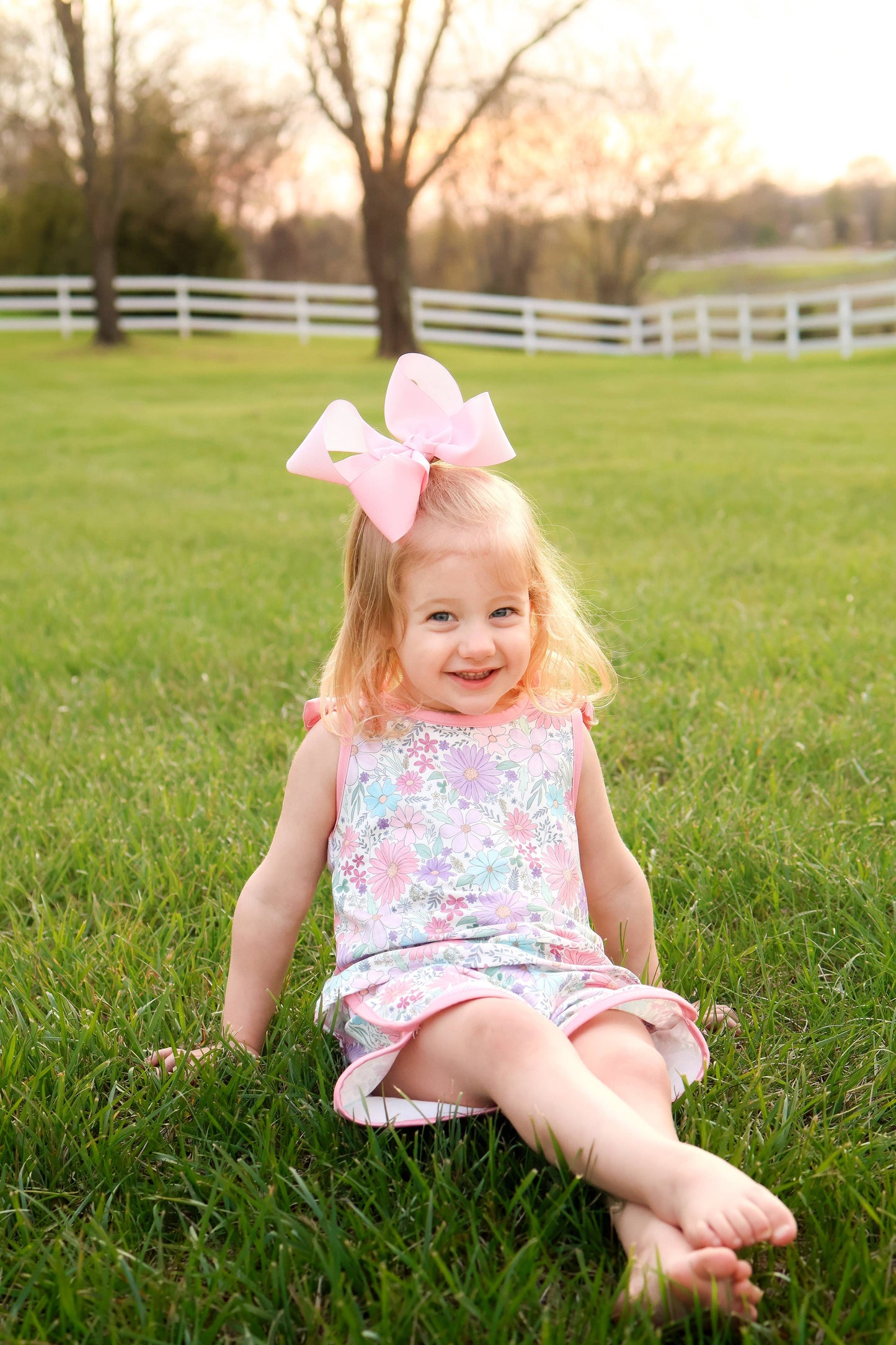 Pink Floral Tank Top and Shorts Set