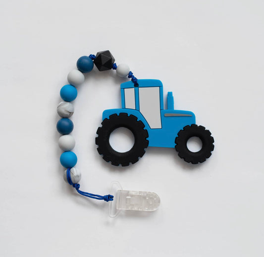 Baby Boos Teether Blue Tractor With Clip